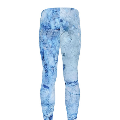Ice Blue Marble Print Men's leggings