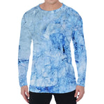 Ice Blue Marble Print Men's Long Sleeve T-Shirt