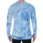 Ice Blue Marble Print Men's Long Sleeve T-Shirt
