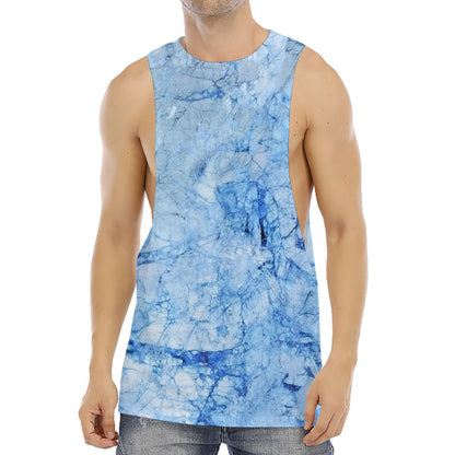 Ice Blue Marble Print Men's Muscle Tank Top