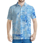 Ice Blue Marble Print Men's Polo Shirt