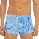 Ice Blue Marble Print Men's Short Boxer Briefs