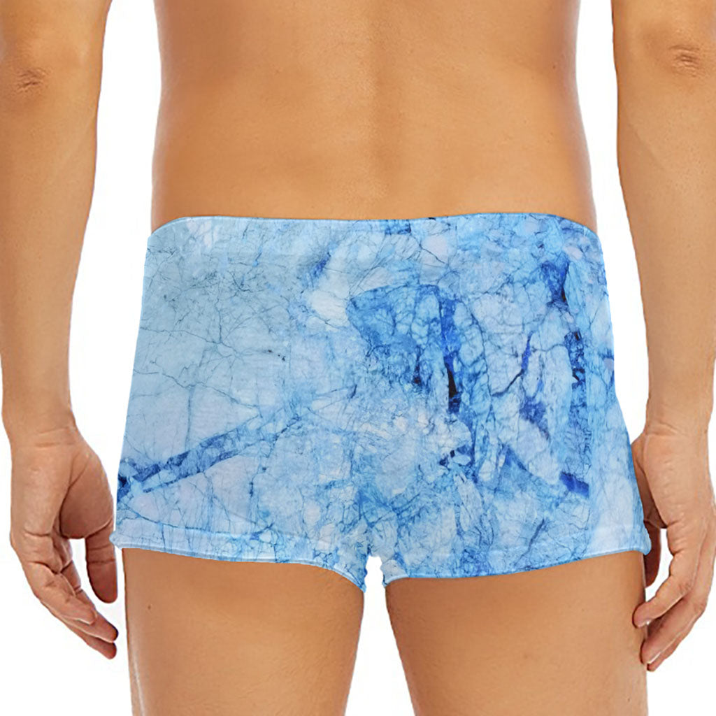 Ice Blue Marble Print Men's Short Boxer Briefs