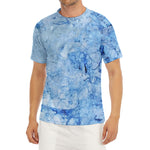Ice Blue Marble Print Men's Short Sleeve Rash Guard