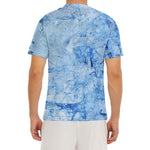 Ice Blue Marble Print Men's Short Sleeve Rash Guard