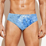 Ice Blue Marble Print Men's Swim Briefs