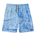 Ice Blue Marble Print Men's Swim Trunks