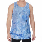 Ice Blue Marble Print Men's Velvet Tank Top