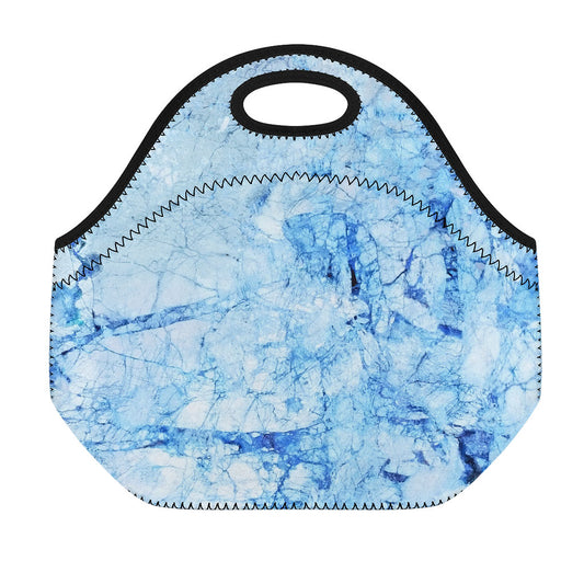 Ice Blue Marble Print Neoprene Lunch Bag