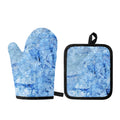 Ice Blue Marble Print Oven Mitt And Pot Holder Set