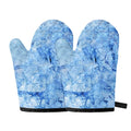 Ice Blue Marble Print Oven Mitts