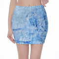 Ice Blue Marble Print Pencil Mini Skirt