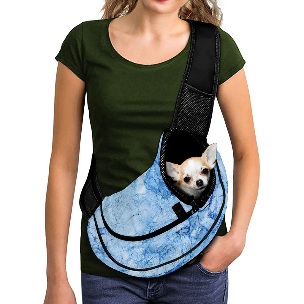 Ice Blue Marble Print Pet Sling Carrier