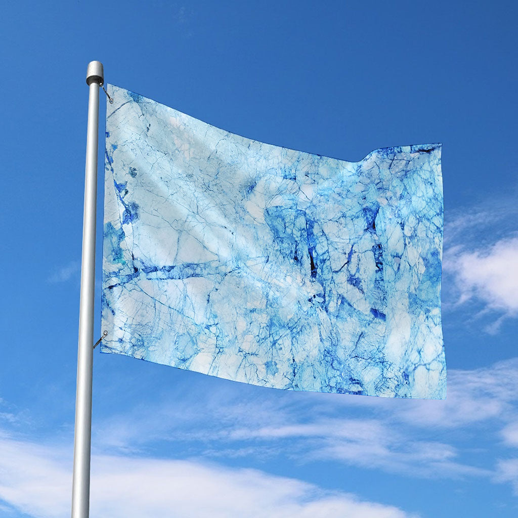 Ice Blue Marble Print Polyester Flag