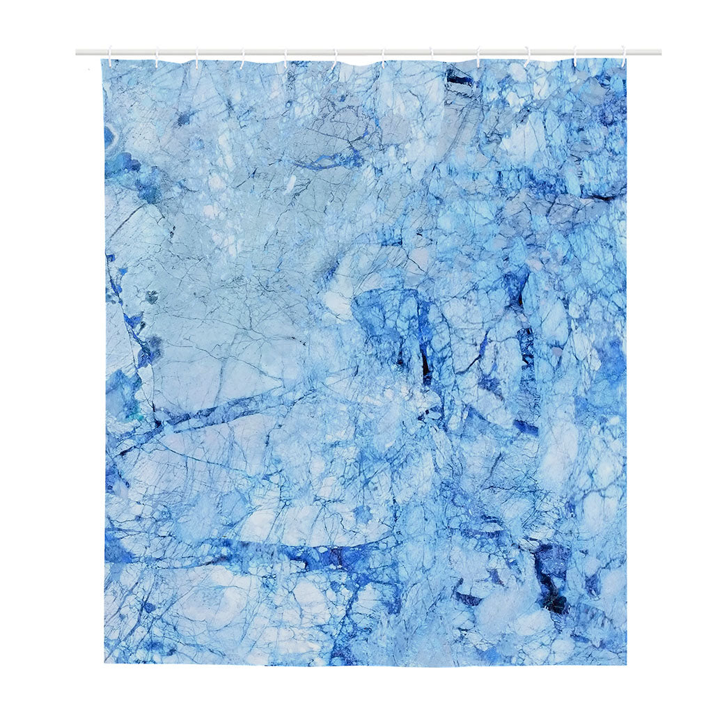 Ice Blue Marble Print Polyester Shower Curtain