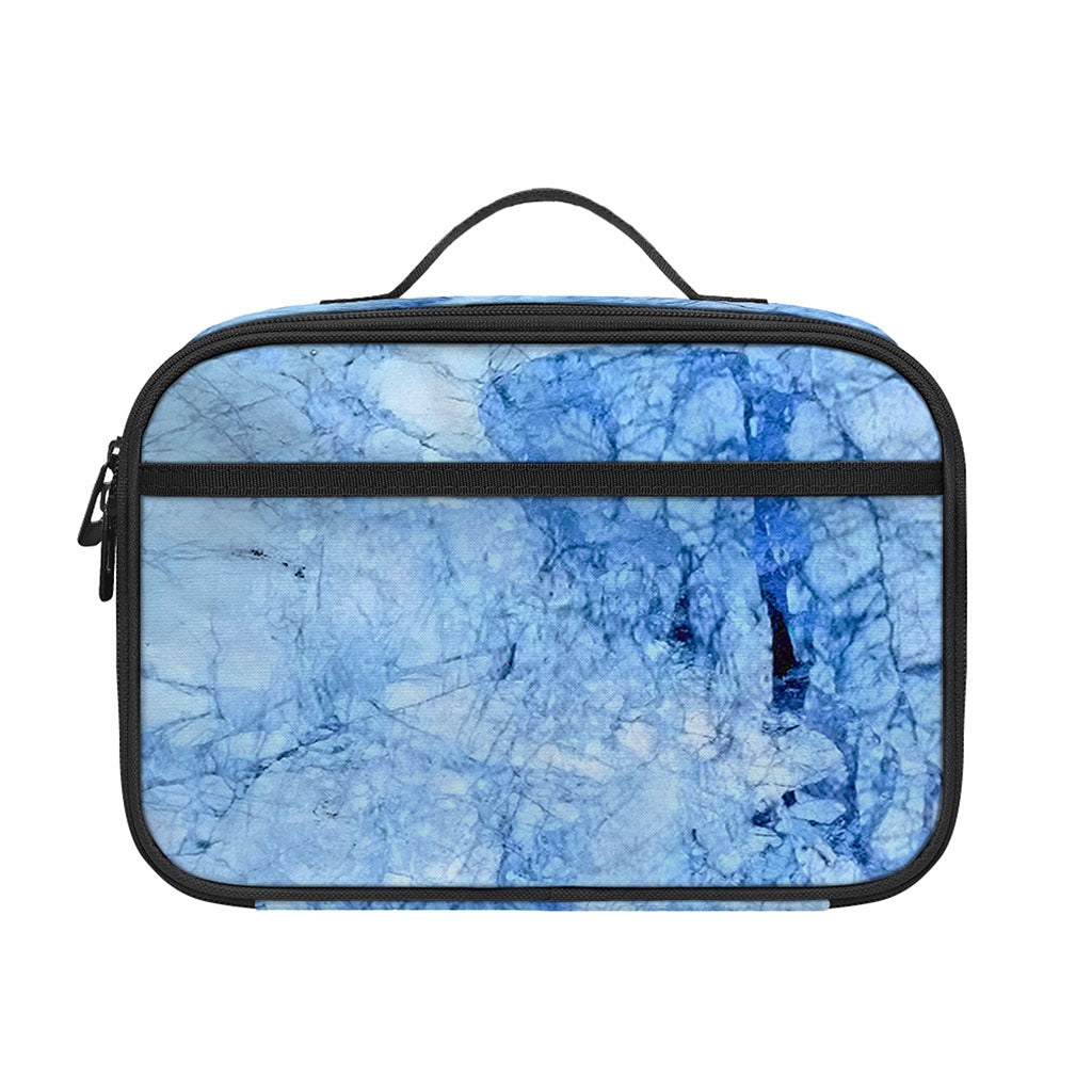 Ice Blue Marble Print Portable Lunch Bag