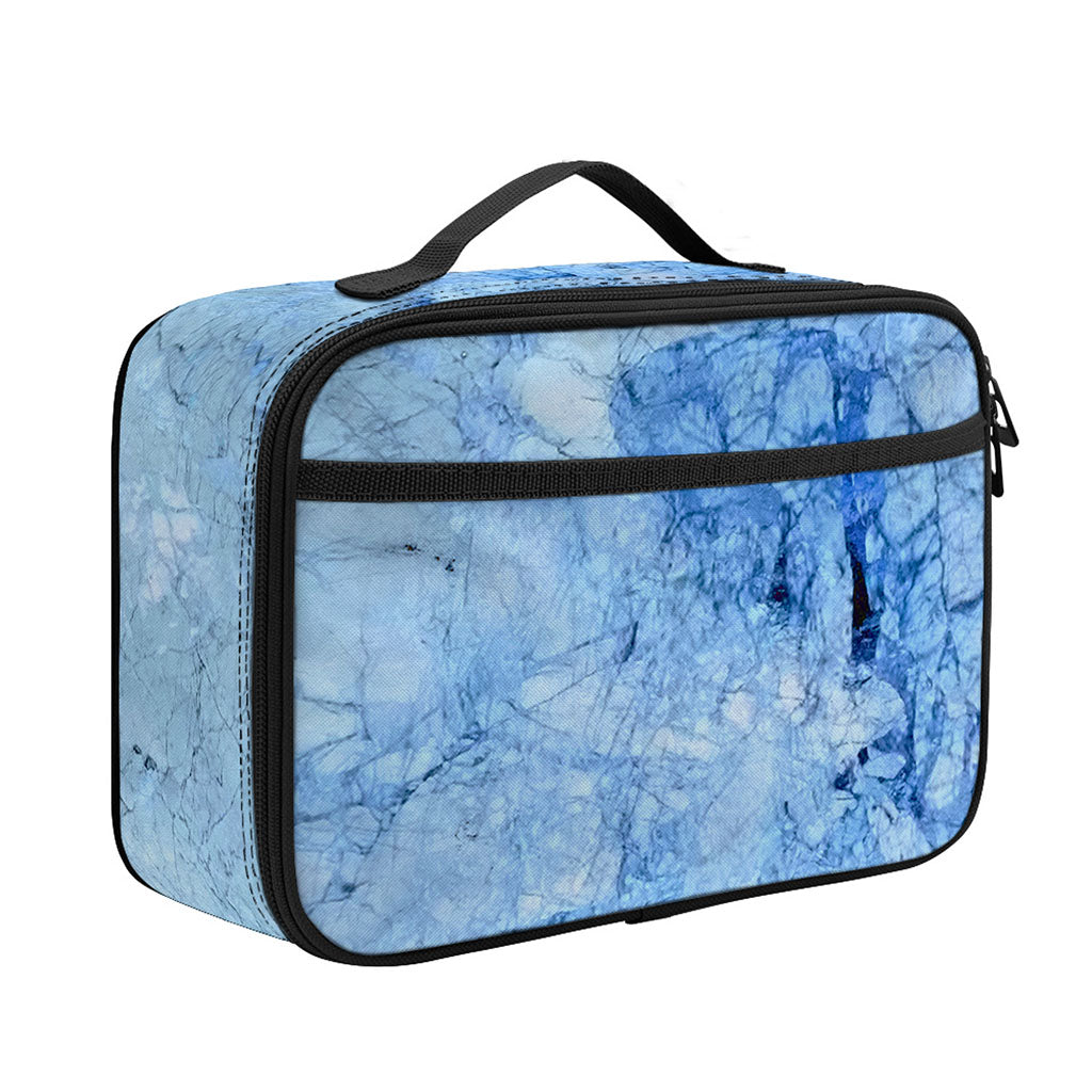 Ice Blue Marble Print Portable Lunch Bag
