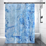 Ice Blue Marble Print Premium Shower Curtain