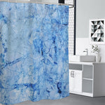 Ice Blue Marble Print Premium Shower Curtain
