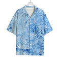 Ice Blue Marble Print Rayon Hawaiian Shirt