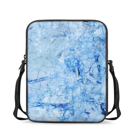 Ice Blue Marble Print Rectangular Crossbody Bag