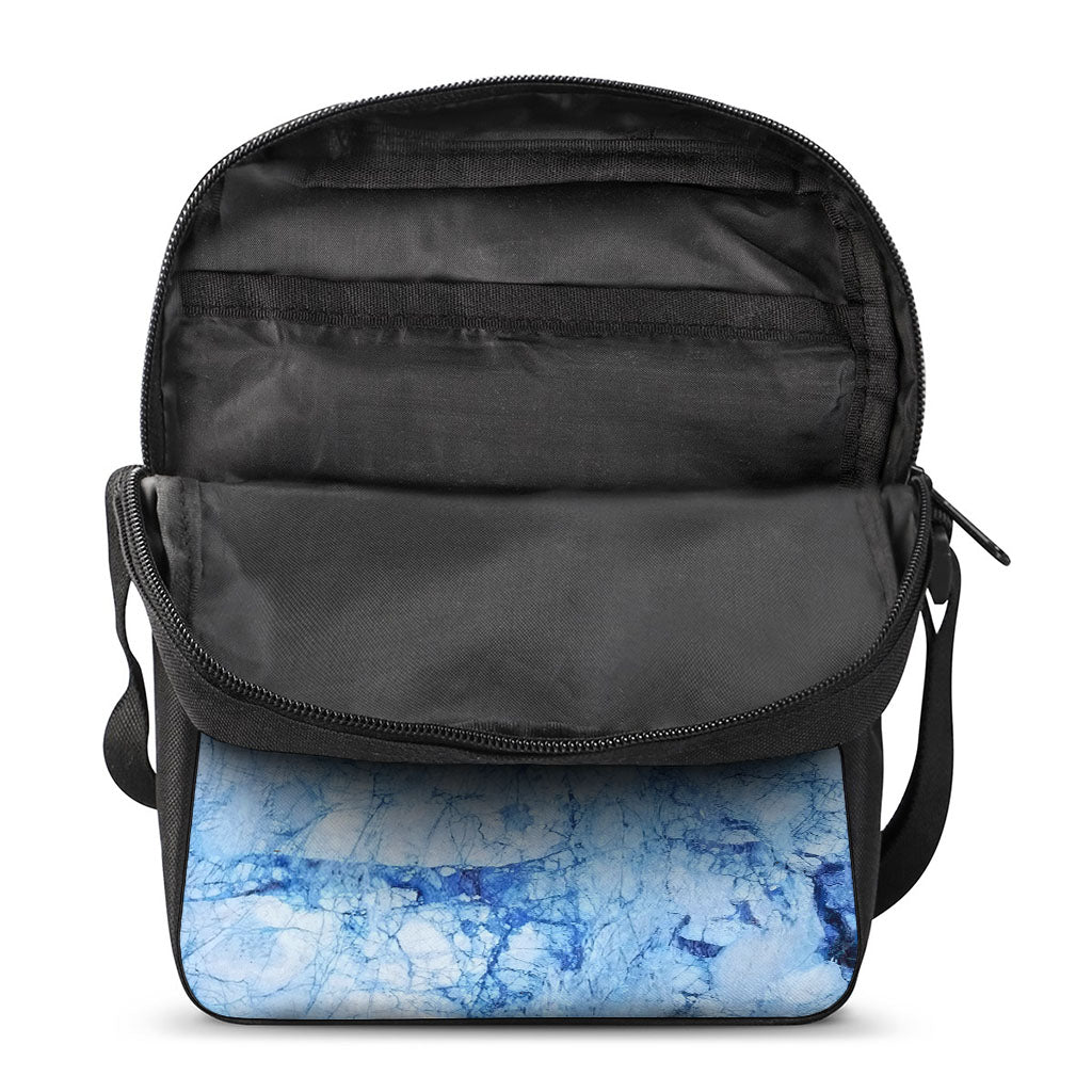 Ice Blue Marble Print Rectangular Crossbody Bag