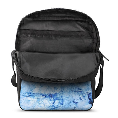 Ice Blue Marble Print Rectangular Crossbody Bag