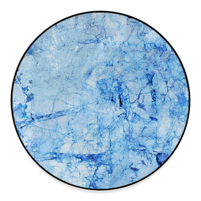 Ice Blue Marble Print Round Floor Mat