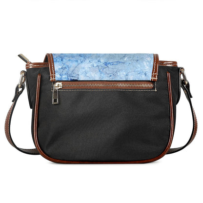 Ice Blue Marble Print Saddle Bag