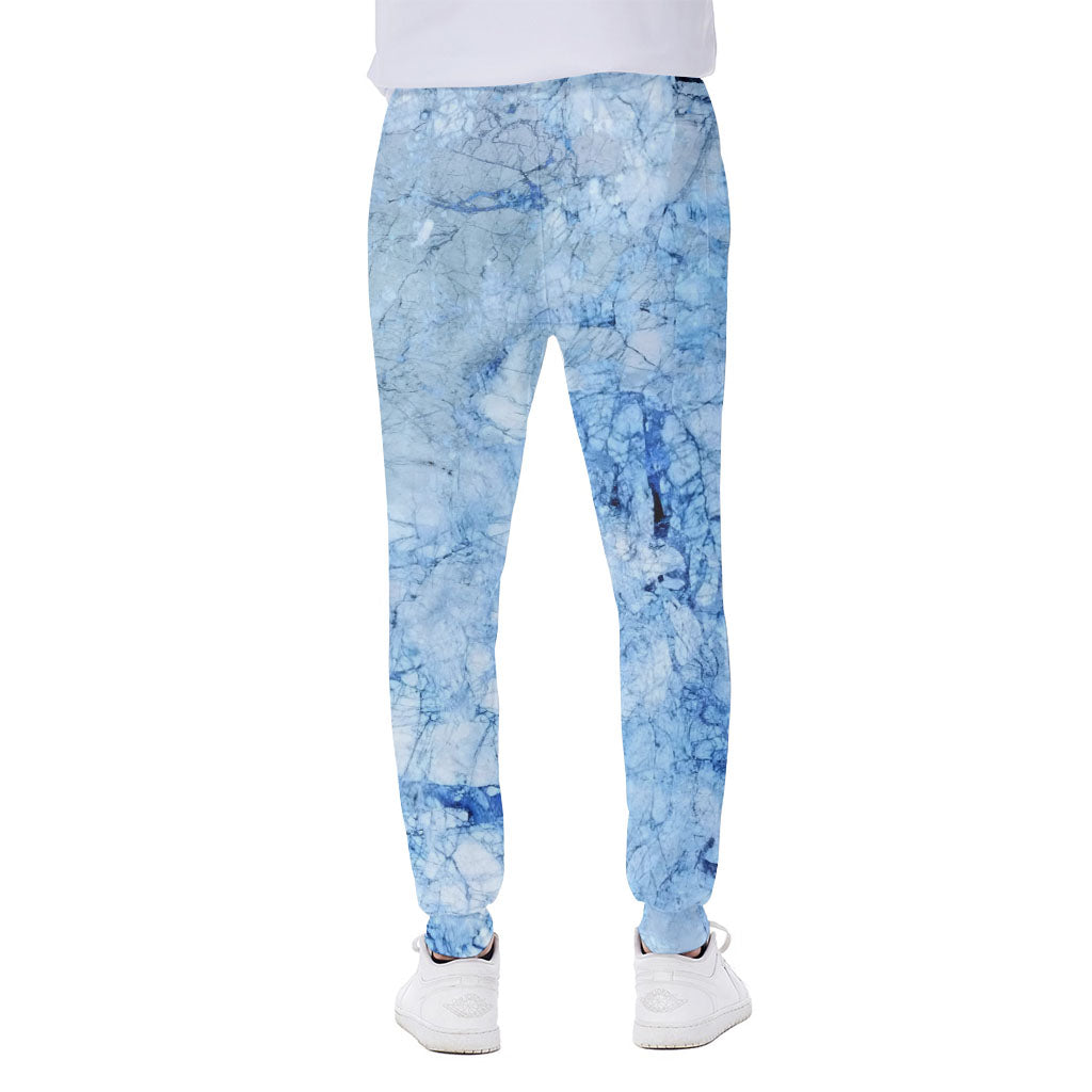 Ice Blue Marble Print Scuba Joggers