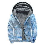 Ice Blue Marble Print Sherpa Lined Zip Up Hoodie