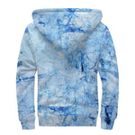 Ice Blue Marble Print Sherpa Lined Zip Up Hoodie