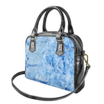 Ice Blue Marble Print Shoulder Handbag