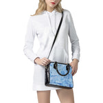 Ice Blue Marble Print Shoulder Handbag