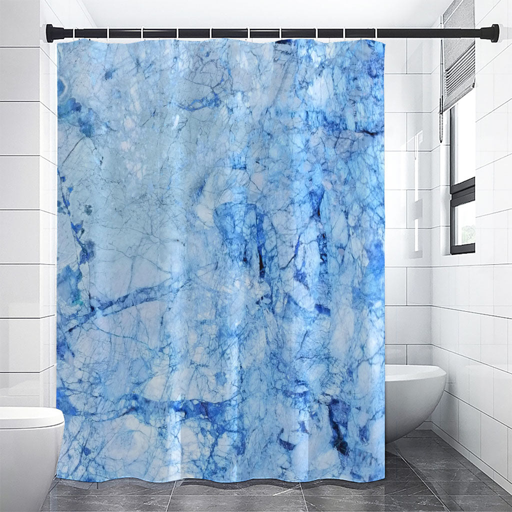 Ice Blue Marble Print Shower Curtain
