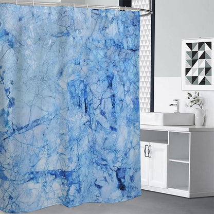 Ice Blue Marble Print Shower Curtain