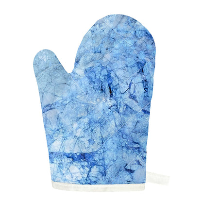 Ice Blue Marble Print Single Oven Mitt
