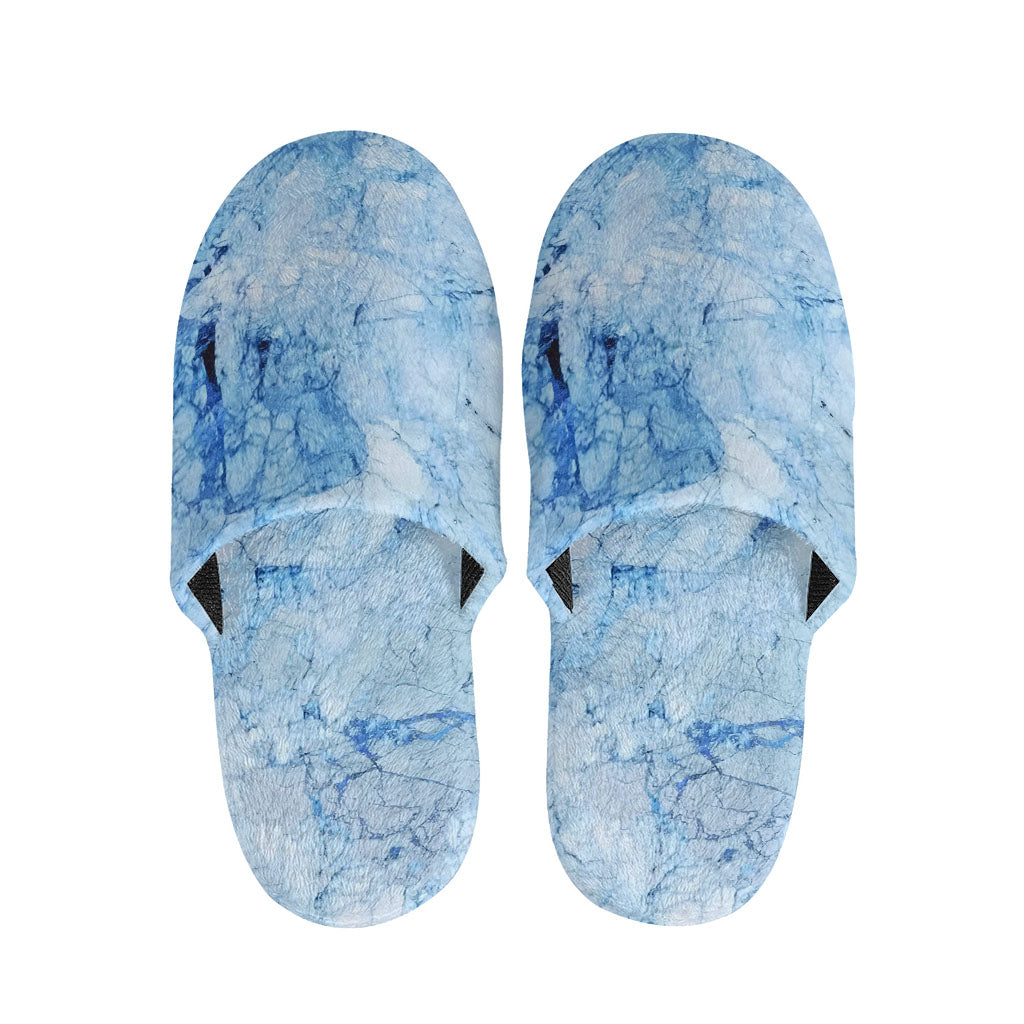 Ice Blue Marble Print Slippers