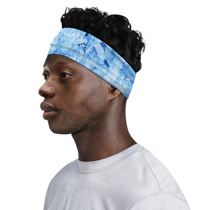 Ice Blue Marble Print Sports Headband