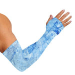 Ice Blue Marble Print Sun Protection Arm Sleeves