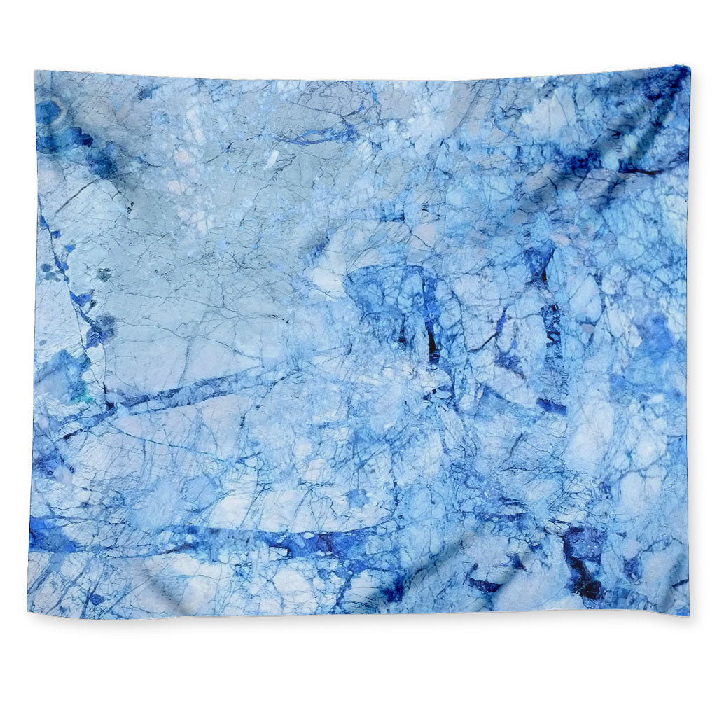 Ice Blue Marble Print Tapestry