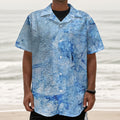 Ice Blue Marble Print Textured Short Sleeve Shirt