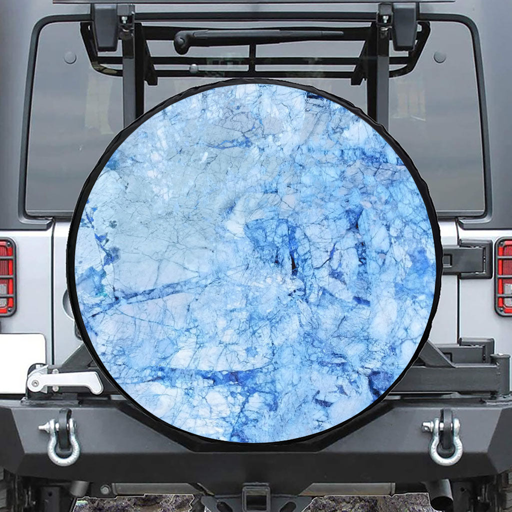 Ice Blue Marble Print Tire Cover