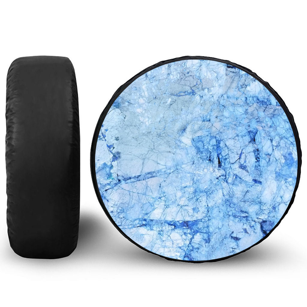 Ice Blue Marble Print Tire Cover