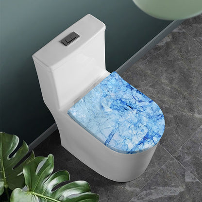 Ice Blue Marble Print Toilet Lid Cover
