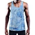 Ice Blue Marble Print Men's Workout Tank Top