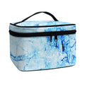 Ice Blue Marble Print Travel Makeup Bag