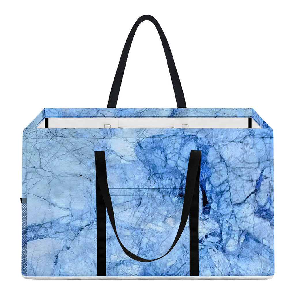 Ice Blue Marble Print Utility Tote Bag