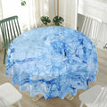 Ice Blue Marble Print Waterproof Round Tablecloth