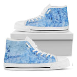 Ice Blue Marble Print White High Top Sneakers